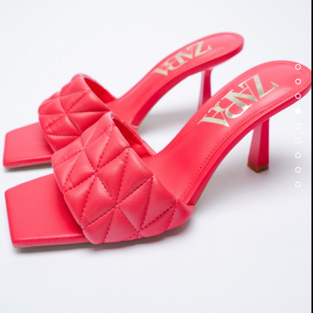 Zara Pink Quilted Square Toe Sandals